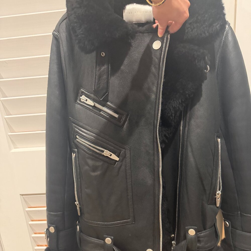 The Arrivals Leather & Shearling Moto Jacket - Picture 4 of 10